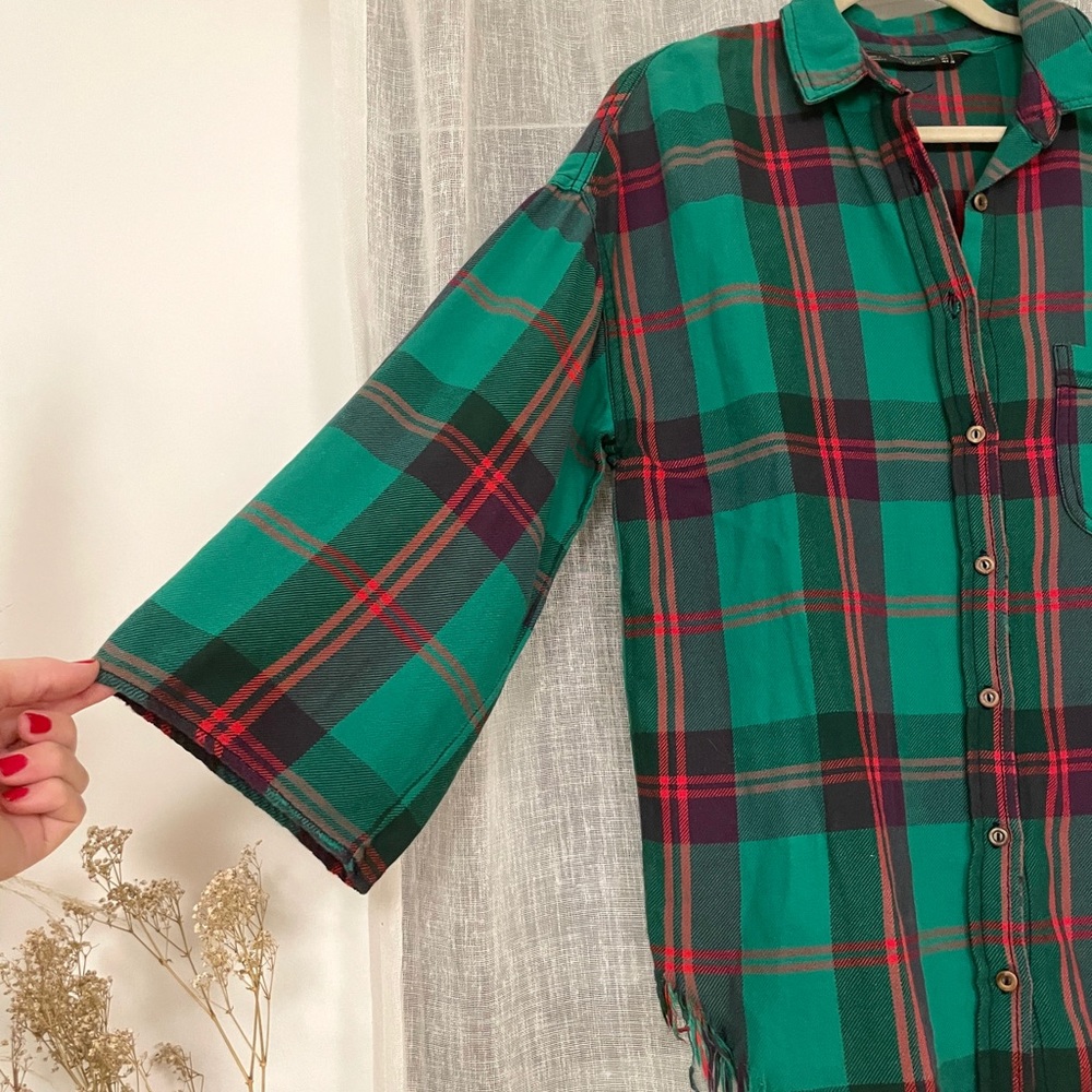 Zara Green & Red Plaid Top - Picture 5 of 5